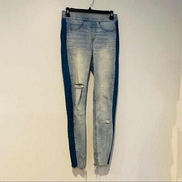SPANX DISTRESSED RAW HEM SIDE PANEL SKINNY JEANS SIZE SMALL - Picture 6 of 10